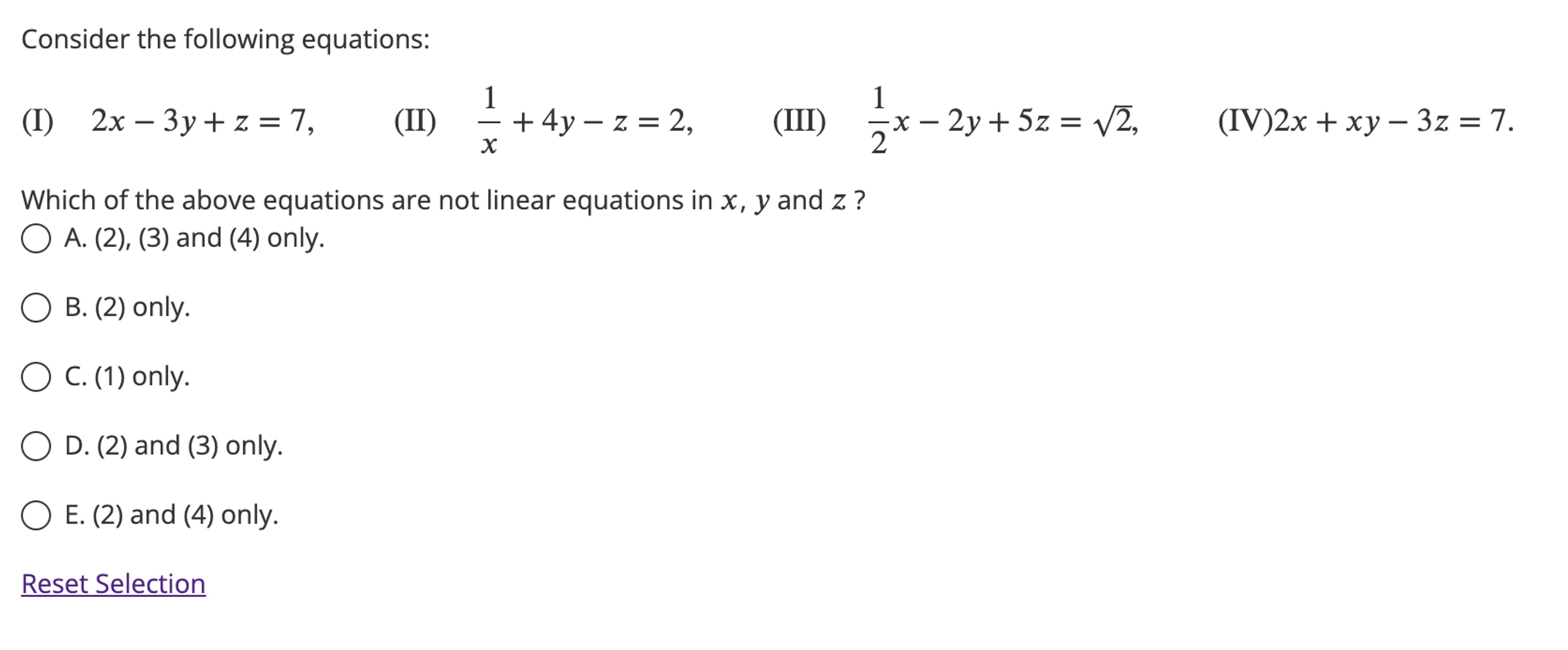 Solved Consider the following | Chegg.com