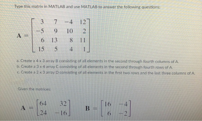 how to write a matrix in matlab