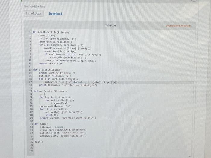 12.10 LAB Sorting TV Shows (dictionaries and lists)