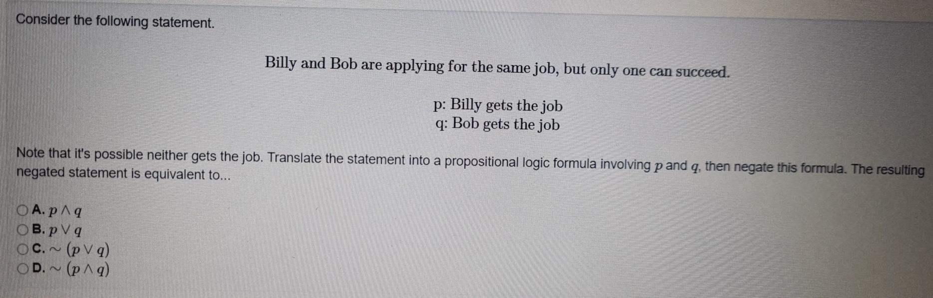 Solved Consider The Following Statement. Billy And Bob Are | Chegg.com