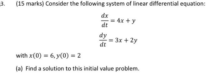 Solved 3. (15 marks) Consider the following system of linear | Chegg.com
