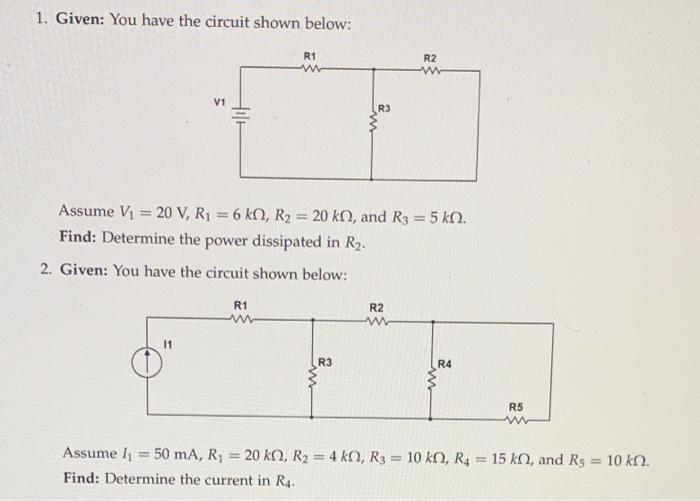 Solved 1. Given: You have the circuit shown below: R1 R2 w | Chegg.com