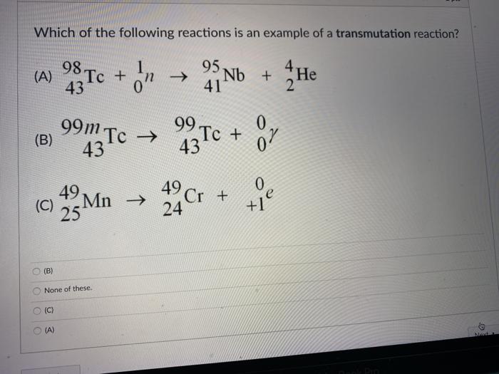 Solved Which of the following reactions is an example of a | Chegg.com
