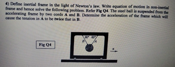 Solved Define inertial frame in the light of Newton's law. | Chegg.com