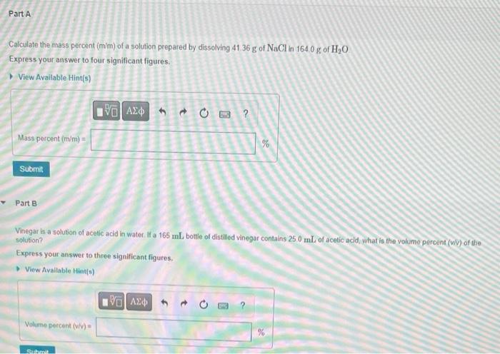 Solved Calculate the mass percent (m/m) of a solution | Chegg.com