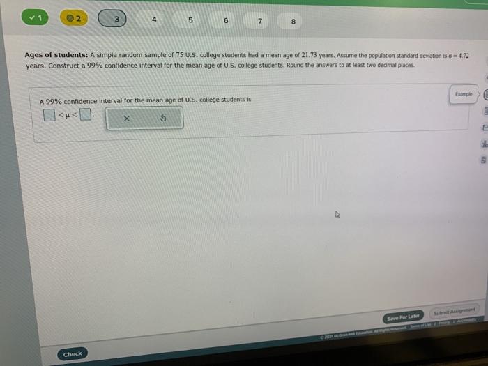 Solved 2 4 5 6 7 8 Ages of students: A simple random sample | Chegg.com