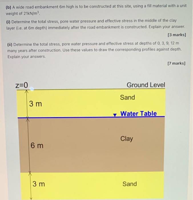 Solved (b) A wide road embankment 6m high is to be | Chegg.com