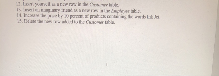 Solved 12. Insert yourself as a new row in the Customer Chegg