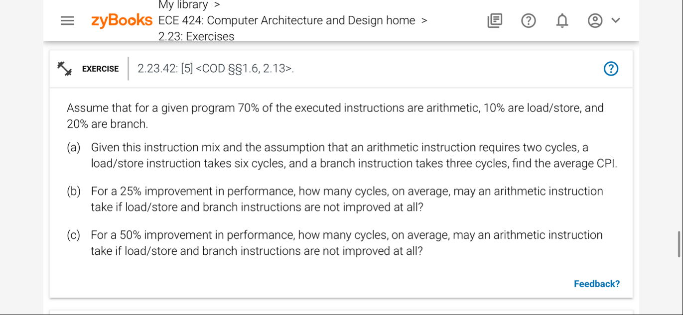 Solved My library >zyBooks ECE 424: Computer Architecture | Chegg.com