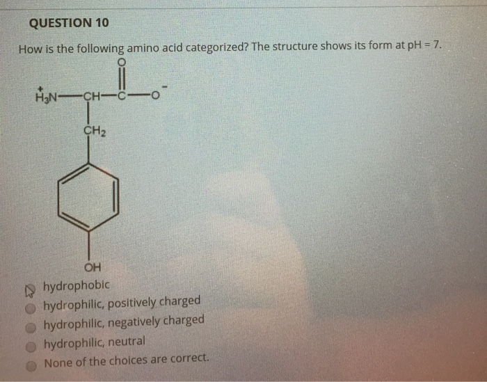 Solved how is the following amino acid categorized? The