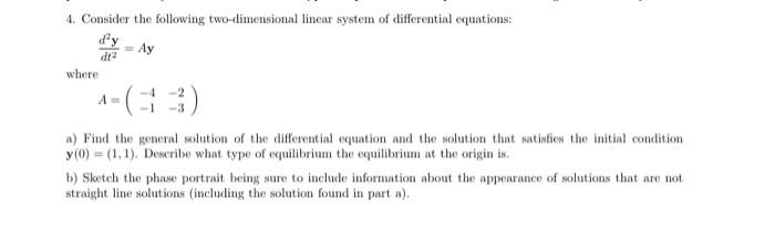 4. Consider The Following Two-dimensional Linear | Chegg.com