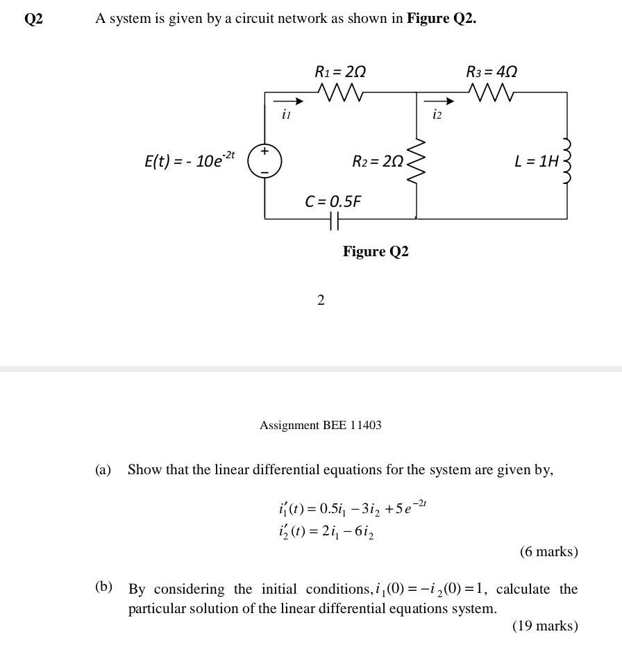 Solved Q2 A system is given by a circuit network as shown in | Chegg.com