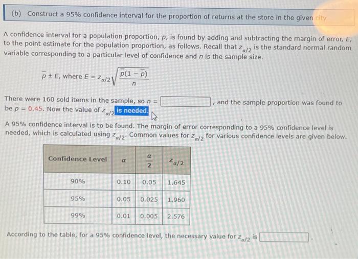 Solved (b) Construct A 95% Confidence Interval For The | Chegg.com