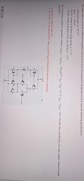 Solved The figure shows a circuit for a differential | Chegg.com