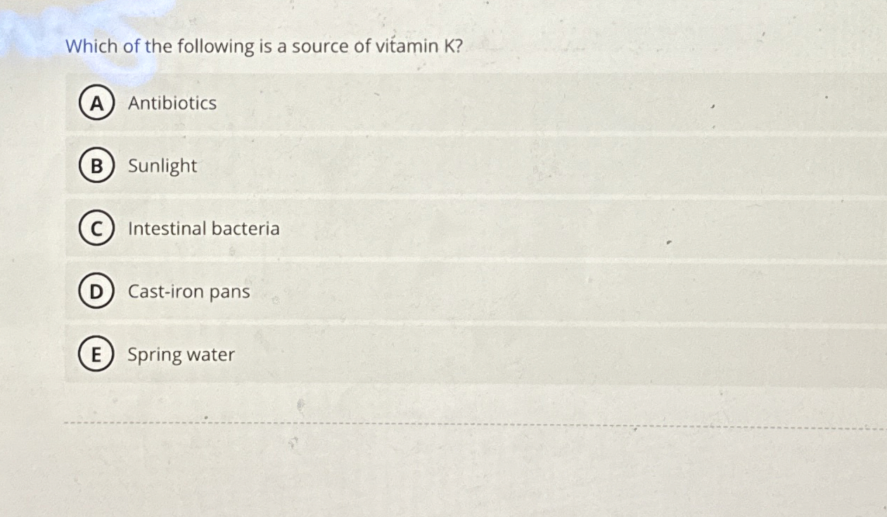 Solved Which of the following is a source of vitamin