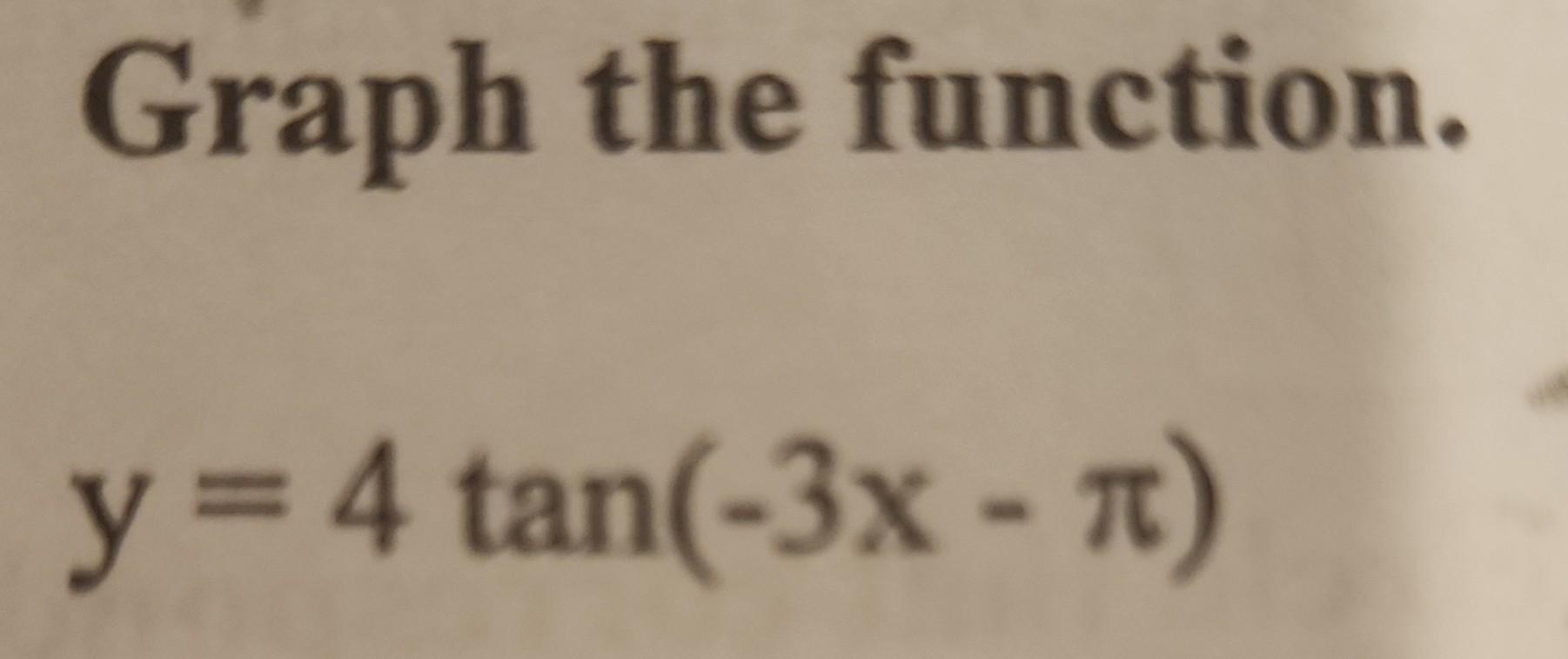 Graph the function. \[ y=4 \tan (-3 x-\pi) \]