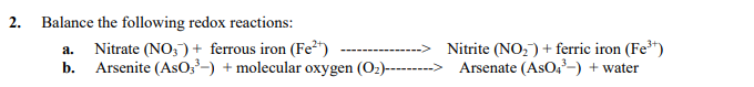 Solved Balance the following redox reactions:a. ﻿Nitrate | Chegg.com