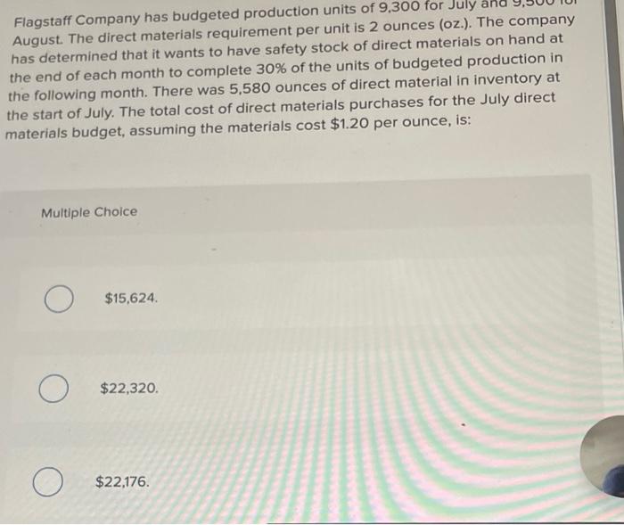 Solved Flagstaff Company has budgeted production units of