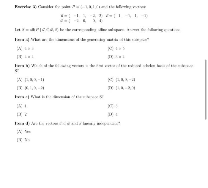 Solved Exercise 3 Consider The Point P 1 0 1 0 And Chegg Com