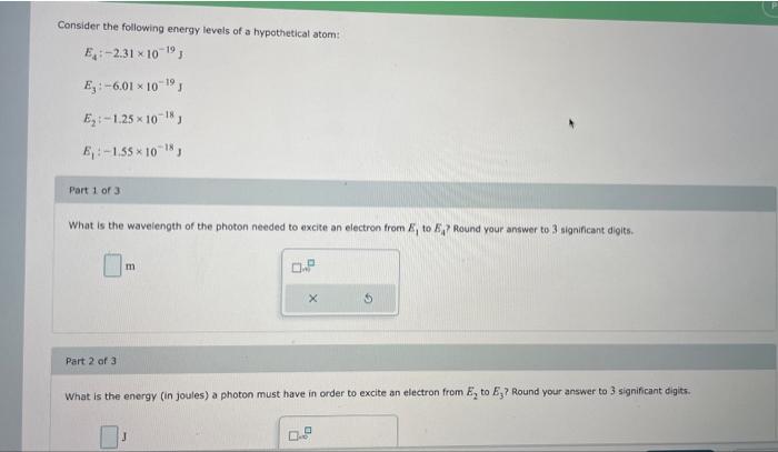 Solved Consider the following energy levels of a | Chegg.com