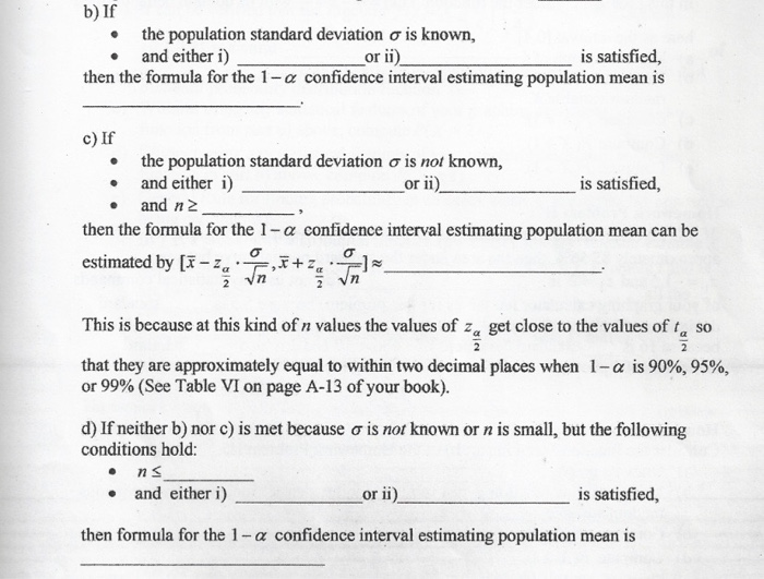 Solved b) If • the population standard deviation o is known, | Chegg.com