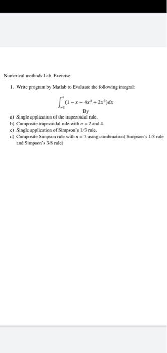 Solved Numerical methods Lab. Exercise 1. Write program by | Chegg.com