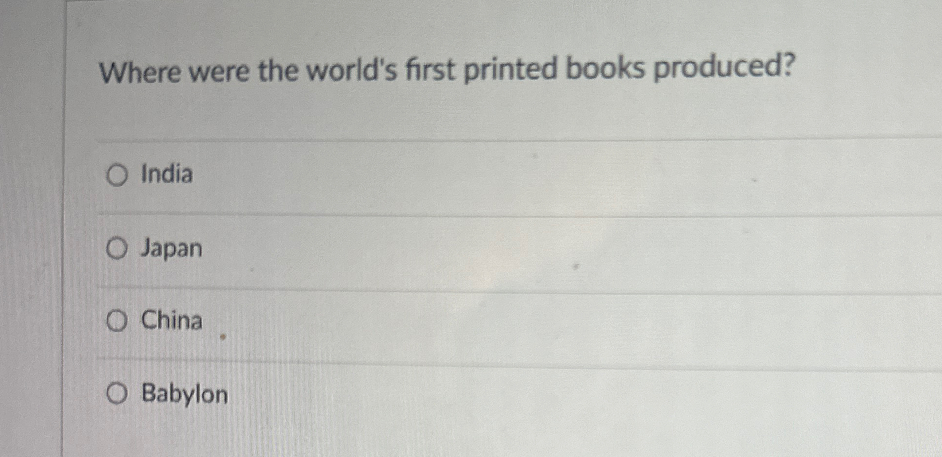 Solved Where were the world's first printed books | Chegg.com