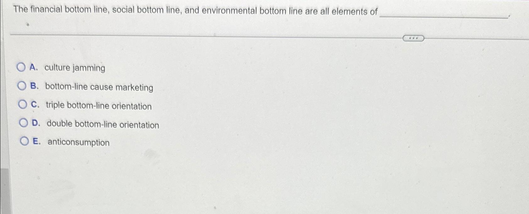 Solved The financial bottom line, social bottom line, and | Chegg.com