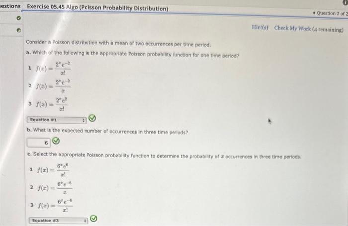 Solved Consider a Poisson distribution with a mean of two | Chegg.com