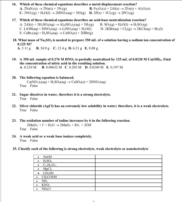 Solved 11. Which one of these equations describes a redox | Chegg.com