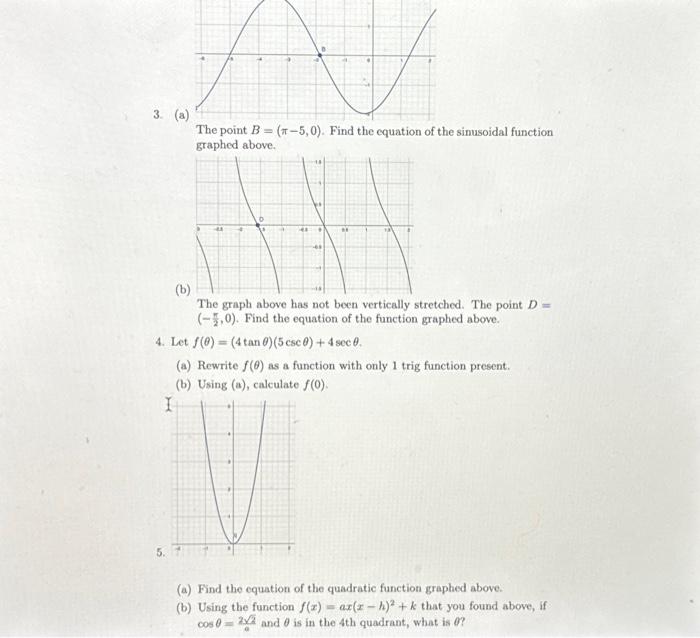 Solved The point \\( B=(\\pi-5,0) \\). Find the equation of | Chegg.com