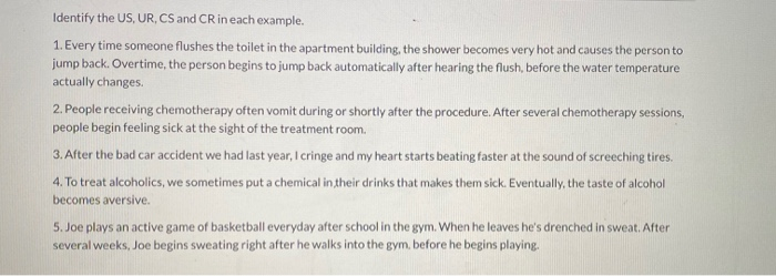 Solved Identify the US, UR, CS and CR in each example. 1. | Chegg.com