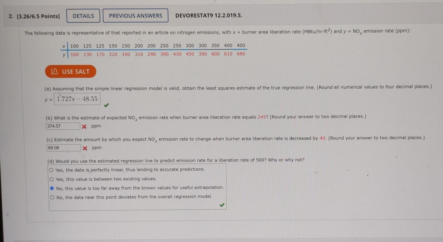 Solved 2. (3.26/6.5 Points) DETAILS PREVIOUS ANSWERS | Chegg.com