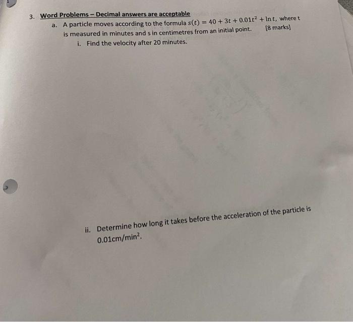 Solved 3. Word Problems -Decimal answers are acceptable | Chegg.com