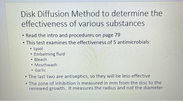 Solved Disk Diffusion and Kirby Bauer lab results Disk | Chegg.com