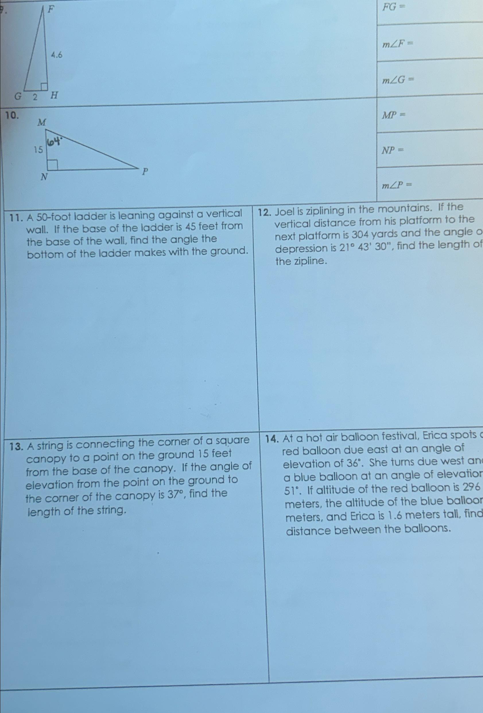 Solved Directions: Find the missing side or angle measure. | Chegg.com