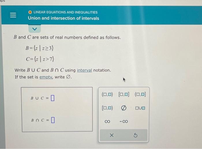 Solved B and C are sets of real numbers defined as follows. | Chegg.com