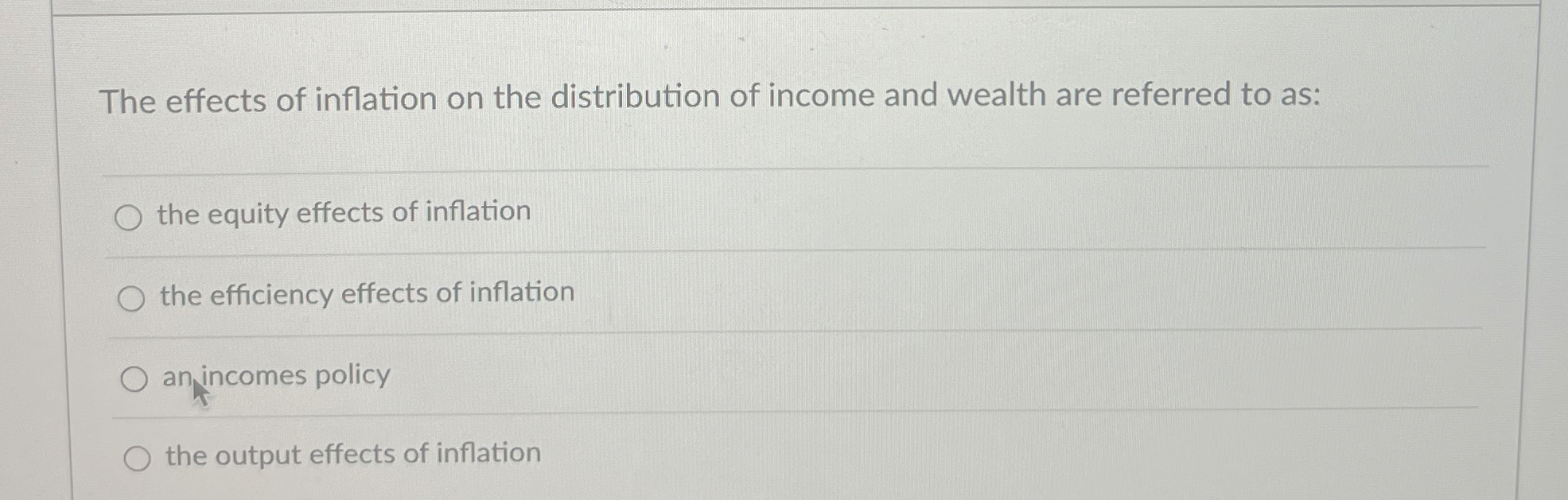 Solved The effects of inflation on the distribution of | Chegg.com