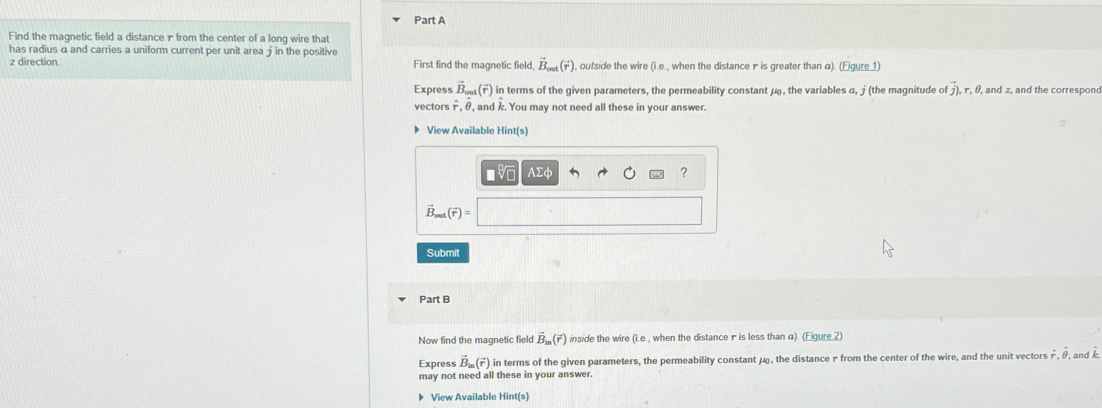 Solved Find the magnetic field a distance r ﻿from the center | Chegg.com