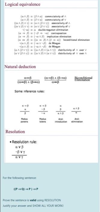 Logical Equivalence (a) A Commutativity Of A (v) = 