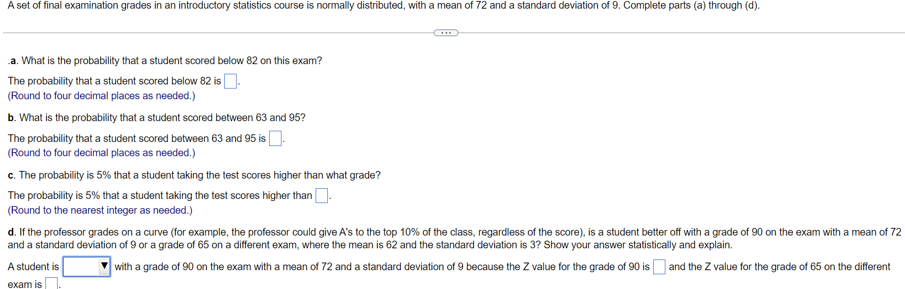 Solved A set of final examination grades in an introductory | Chegg.com