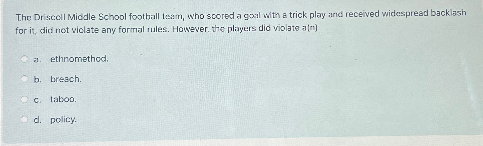 Solved The Driscoll Middle School football team, who scored | Chegg.com