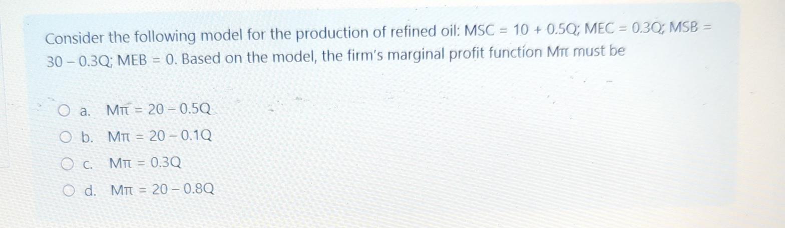 Solved Consider The Following Model For The Production Of | Chegg.com