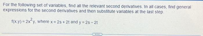 Solved For the following set of variables, find all the | Chegg.com