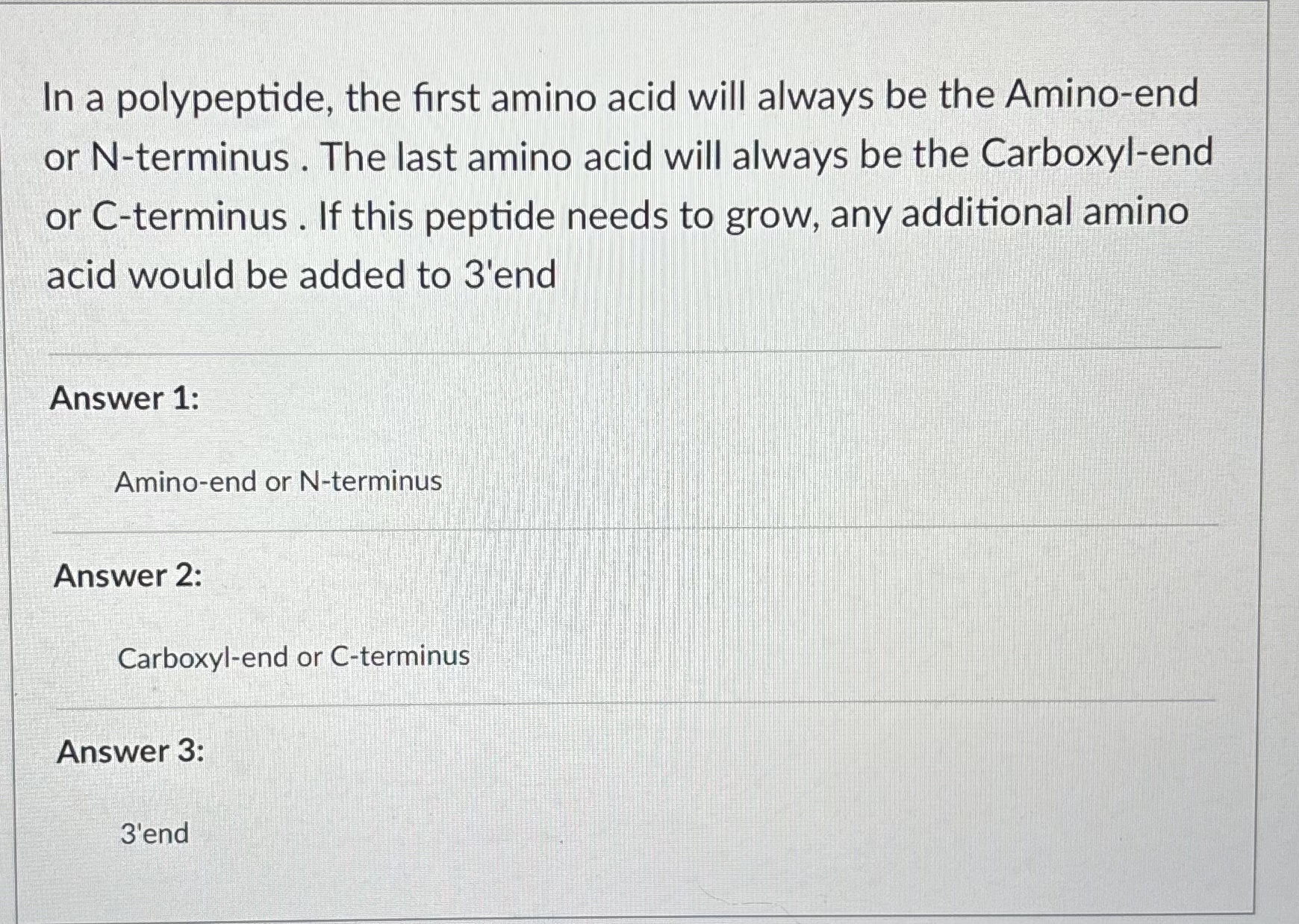 Solved In a polypeptide, the first amino acid will always be | Chegg.com