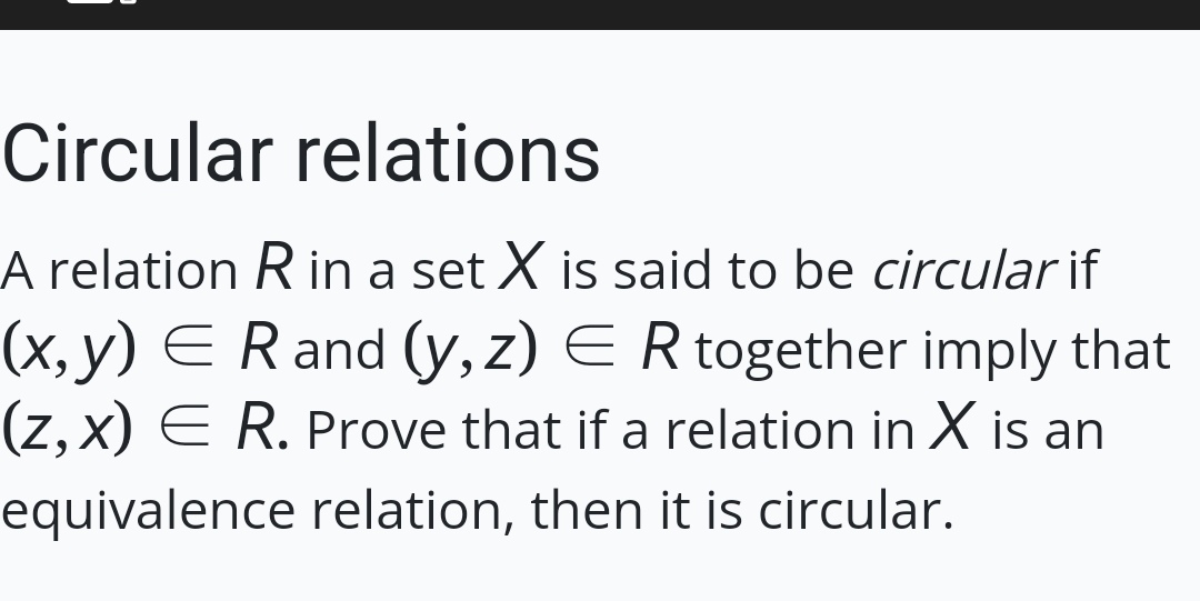 Circular Relation Math Solved Circular relationsA relation R in a set x is said | Chegg.com