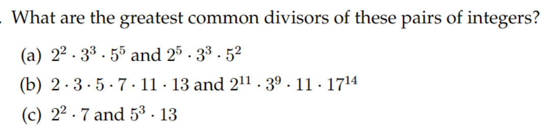 Solved What are the greatest common divisors of these pairs | Chegg.com