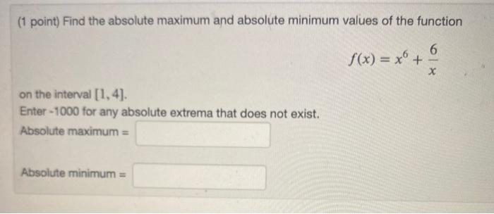 Solved Find The Absolute Maximum And Absolute Minimum Values Chegg