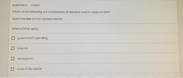 Solved QUESTIONS. 1 POINT Which of the following are | Chegg.com