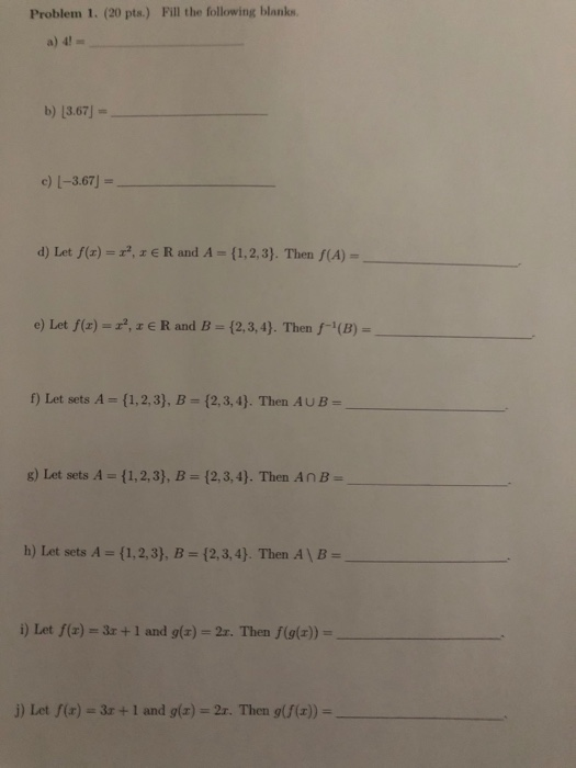 Solved Problem 1. (20 pts.) Fill the following blanks b) | Chegg.com